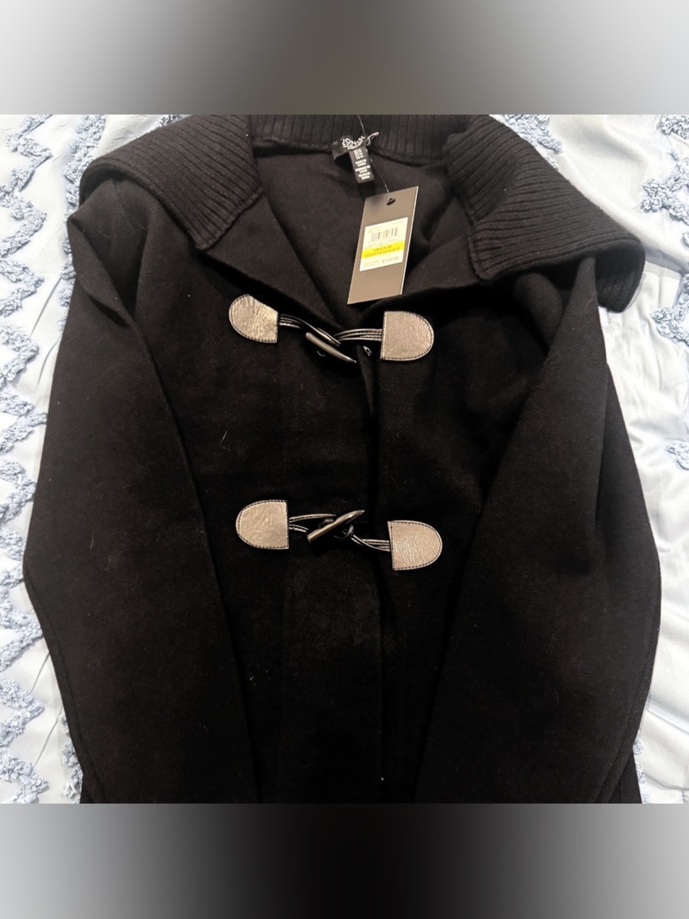 Black Toggle Wool-Blend Cardigan